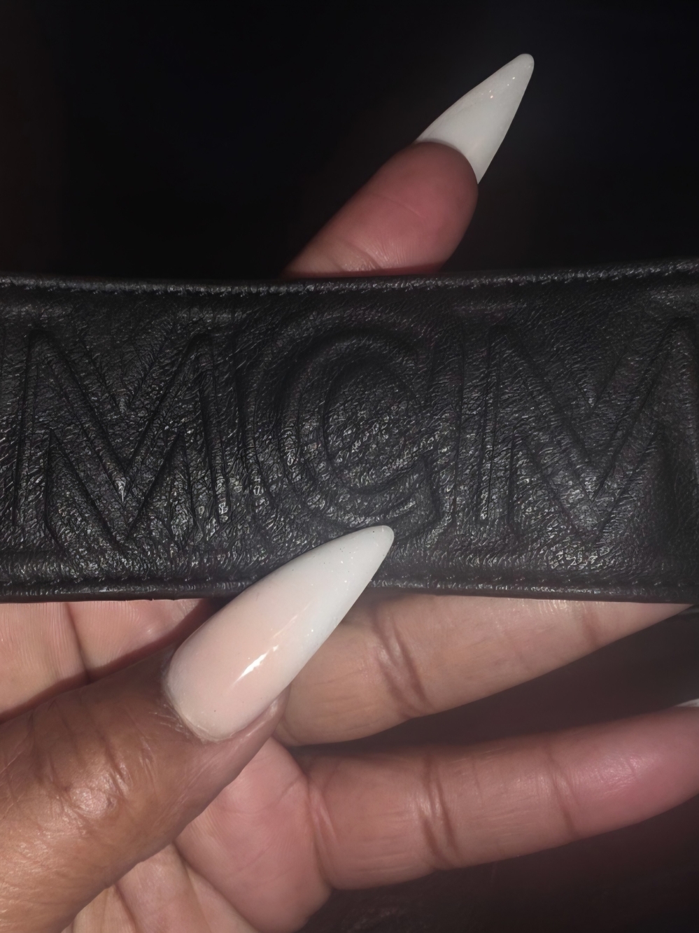 MCM Black Embossed Leather Shoulder Bag - Picture 4 of 11